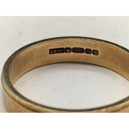 6 - 9ct 375 Wedding Band. Size M. 2.3 Grams.