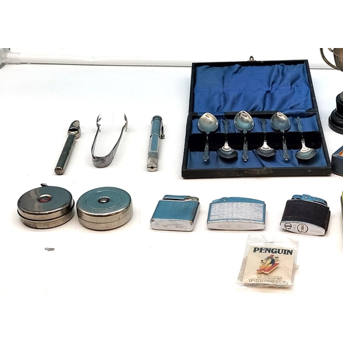 685 - Collection of Mixed Items to Incl. Boxed Apostle Teaspoons, Cigarette Case, Lighters, Tape Measures,... 