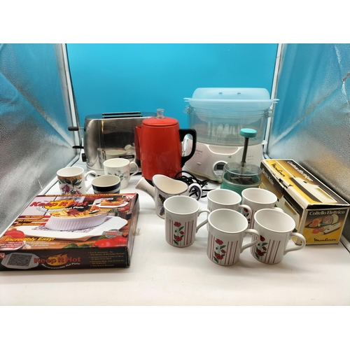 701 - Box of Mixed Kitchen Items to include Taster, Rice Steamer, Hot Plate, Mugs, etc.