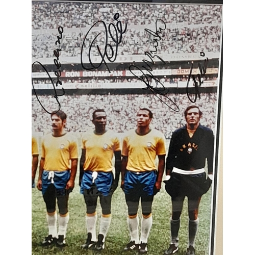 717 - Framed and Mounted Brazil 1970 World Cup Winners Print. Signed by Pele, Carlos Alberto, Britto, Feli... 