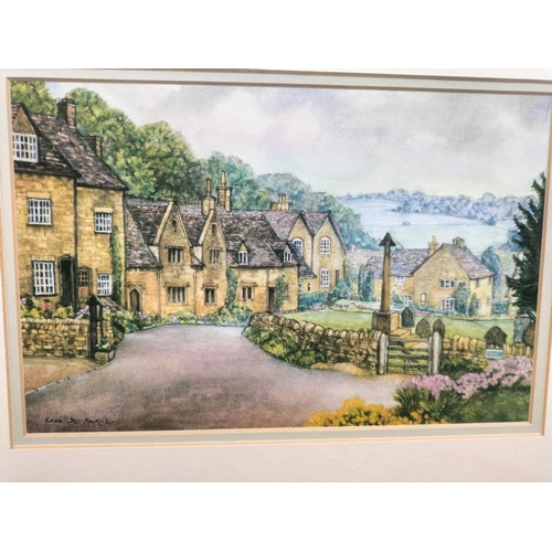 721 - Framed and Glazed Edna-De-Maurice Cotswold Scene Prints (3) 46cm x 35.5cm.