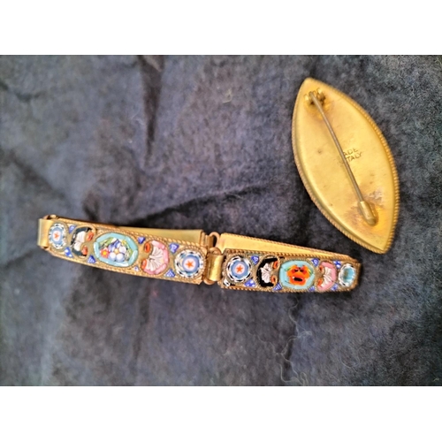 75 - Micro Mosaic Brooch and Bracelet.