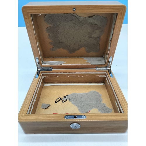 81 - Omega Wooden Watch Case. Requires Re-Lining. 10cm High, 22cm x 17cm.