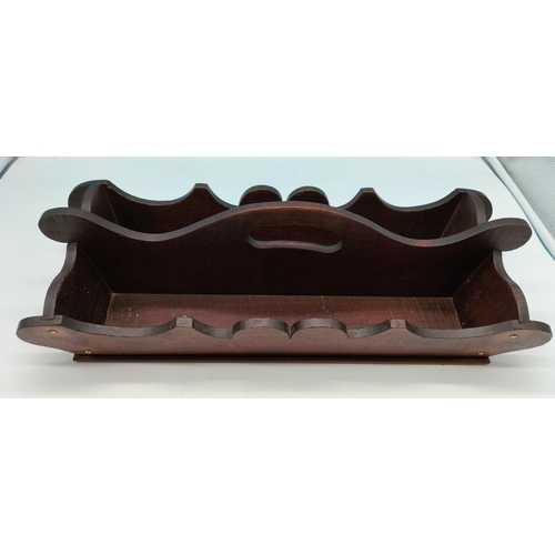 97 - Wooden Carved Cutlery Tray. 16cm High, 51cm x 20cm.