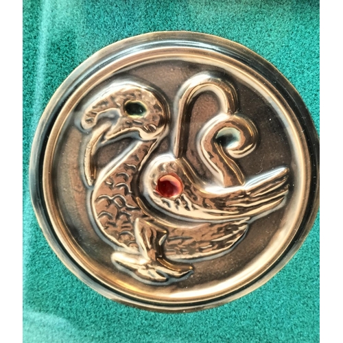 98 - Framed and Glazed Copper Celtic Swan Design Picture taken from the Rathbanna's Celtic Range. 22cm x ... 