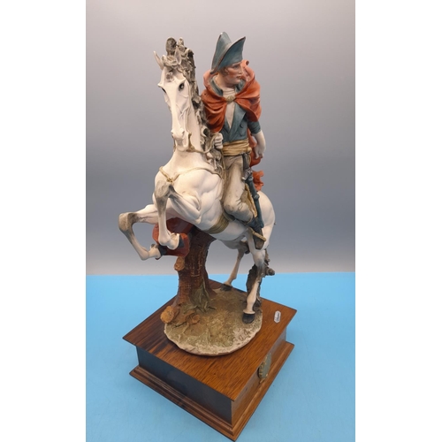 1 - Capodimonte Giuseppe Armani Figure of Napoleon Bonaparte on Rearing Horse. Mounted on Wooden Pedesta... 