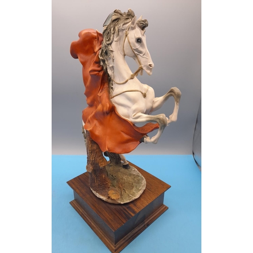 1 - Capodimonte Giuseppe Armani Figure of Napoleon Bonaparte on Rearing Horse. Mounted on Wooden Pedesta... 