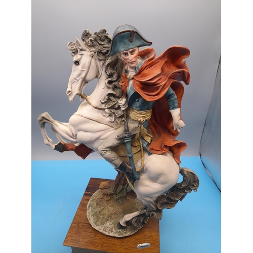 1 - Capodimonte Giuseppe Armani Figure of Napoleon Bonaparte on Rearing Horse. Mounted on Wooden Pedesta... 