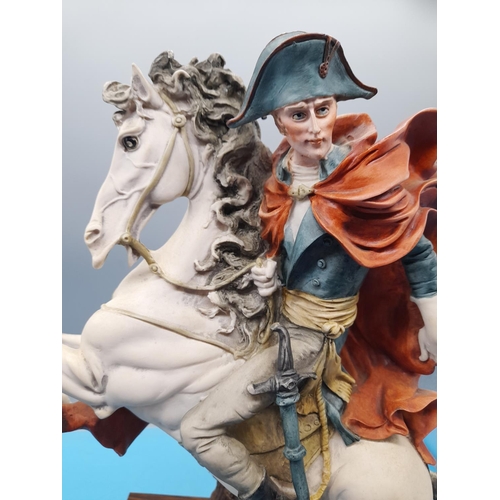 1 - Capodimonte Giuseppe Armani Figure of Napoleon Bonaparte on Rearing Horse. Mounted on Wooden Pedesta... 