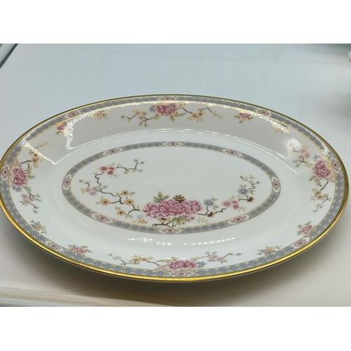 126 - Royal Doulton Canton Lidded Tureens (2) 31 x 19 x 17cm (h) Plus Meat Plate 34 x 26cm. Seconds Qualit... 