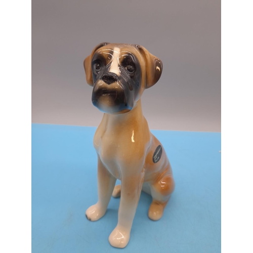 134 - Trentham Art Ware Siamese Cat Plus Coopercraft Boxer Dog. Largest 22cm (h)