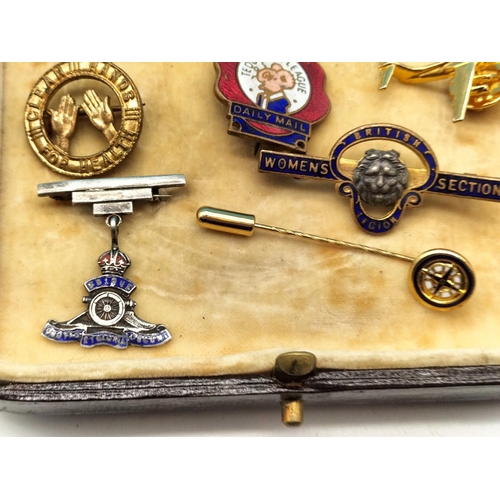 200 - Collection of Pins & Brooches to Incl. Silver Enameled Royal Artillery Brooch