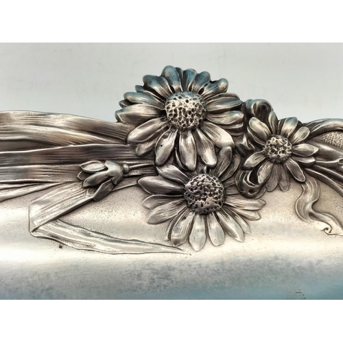 201 - Pewter Art Nouveau Design oblong Dish. 23 x 11cm (w)