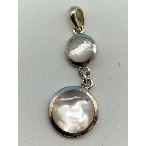 202 - Silver 925 Chain With 925 Cross Plus Mother of Pearl Silver Pendant And Silver Screw Back Pearl Earr... 