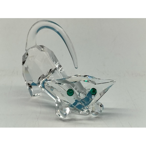 244 - Four Glass Crystal Cat Figures. One Signed to Base. 5 x 4cm