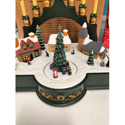 256 - Boxed Musical Battery Operated Christmas Window Arch W/O plus Boxed Winnie the Pooh Christmas Plate ... 