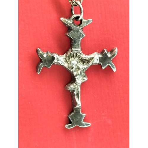 329 - Silver Necklace with Cross Pendant.