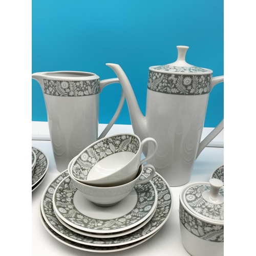 391 - Krautheim Bavaria 21 pce Part Coffee Set. Olive Flower & Leaf Design