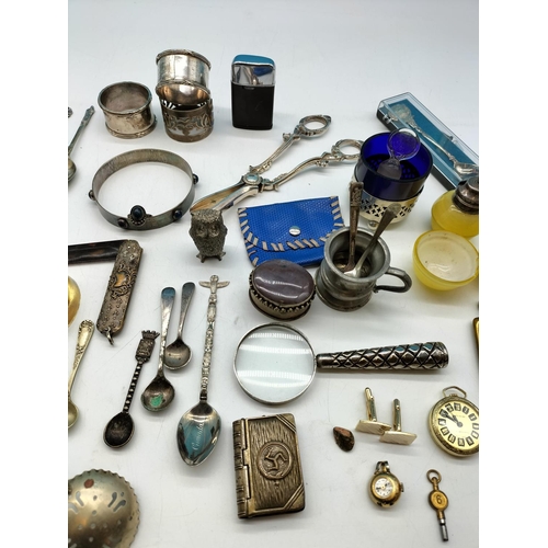 412 - Box of Mixed Items to Incl. Spoons, Lighter, Metalware, etc.