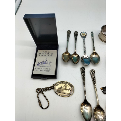 412 - Box of Mixed Items to Incl. Spoons, Lighter, Metalware, etc.