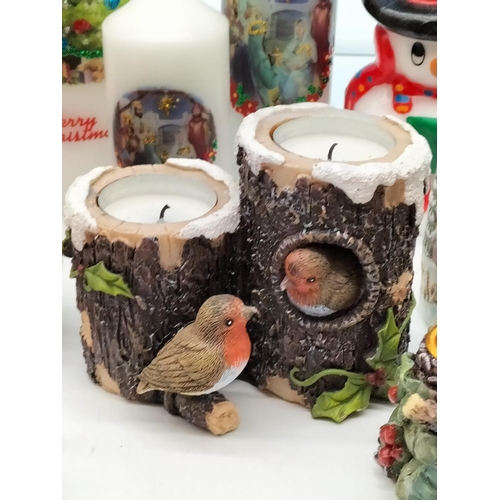 456 - Collection of Christmas Candles & Holders