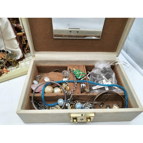 712 - Two Jewellery Boxes With Contents Plus Tub of Costume Jewellery