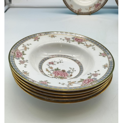 91 - Royal Doulton Canton Soup Bowls (6) 20.5cm Diameter Plus Side Plates (7) 20.5cm Diameter. Seconds Qu... 