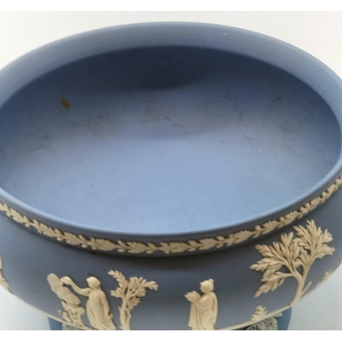 136 - Wedgwood Blue jasperware footed bowl, 22cm Diameter 12cm Height.