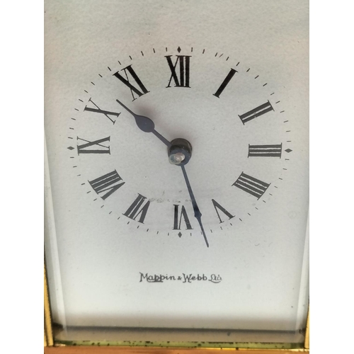 14 - Mappin & Webb Ltd Brass Carriage Clock With Beveled Glass 8 x 6 x 12cm (h)