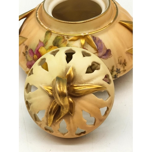 149 - Royal Worcester Blush Ivory pot Pourri Vase 10cm in height