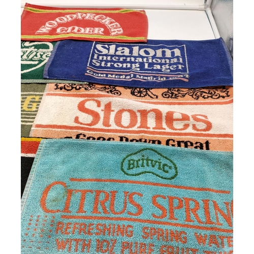 160D - Seven 1980's Advertising Bar Towels to Incl. Carling Black Label, Woodpecker Cider, etc.