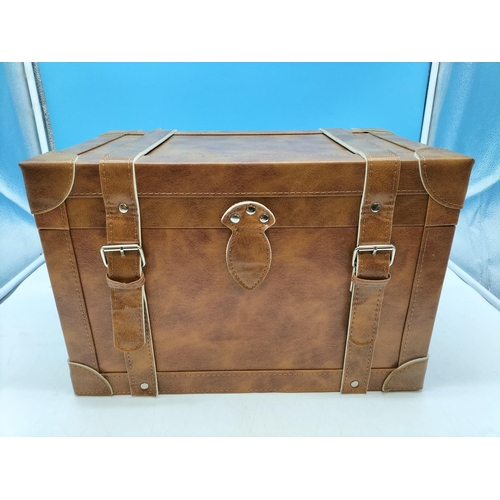 218 - Brown leather Storage box 41x25x27cm