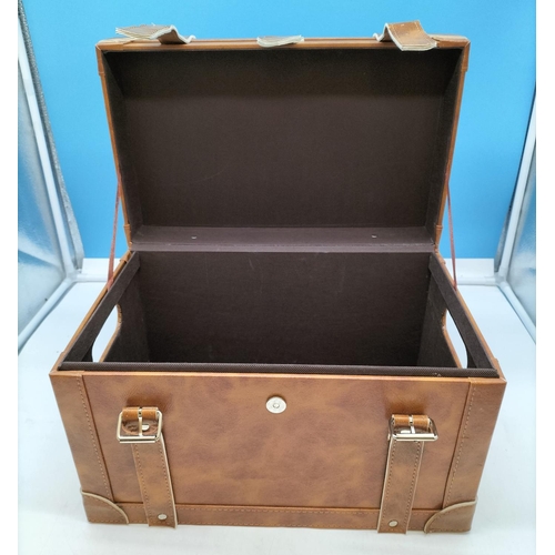 218 - Brown leather Storage box 41x25x27cm