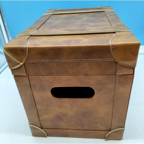 218 - Brown leather Storage box 41x25x27cm