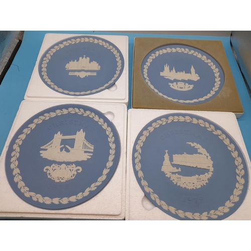 341 - Collection of Wedgwood Blue jasperware cabinet plates to include Christmas plates,