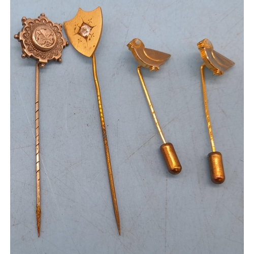 343 - Collection of 7 stick pins to include a cameo example