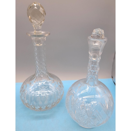 344 - Collection of four decanters to include Georgian and Victorian cut glass examples. And a white metal... 