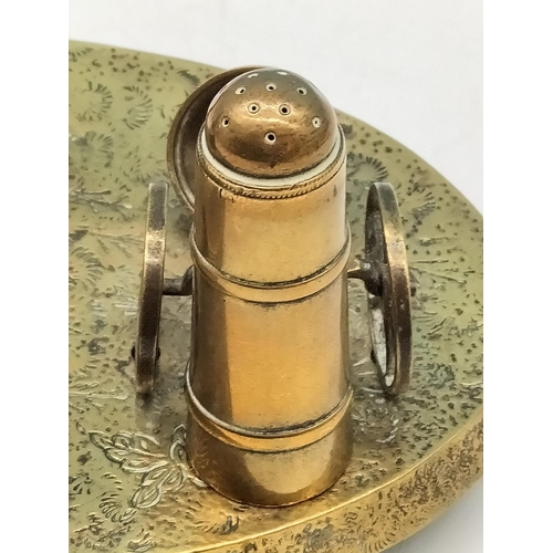 45 - Brass Inkwell Desk Set, Possibly Crimea War Related. Lozenge Mark 13th January 1883