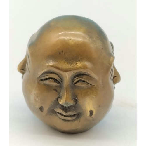 461 - Bronze 4 faced Buddha, with signature to base 6cm in height