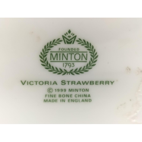 63 - Minton Victoria Strawberry Porcelain Mantle Clock 18cm (h)