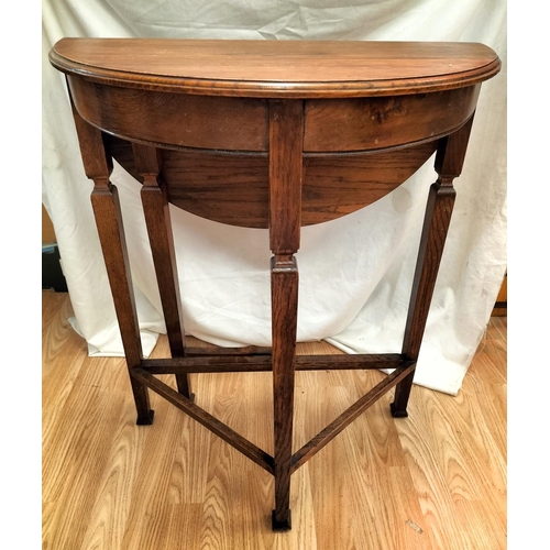 226 - Edwardian oak Drop leaf table H75 D59 (D30cm closed) Collection ONLY