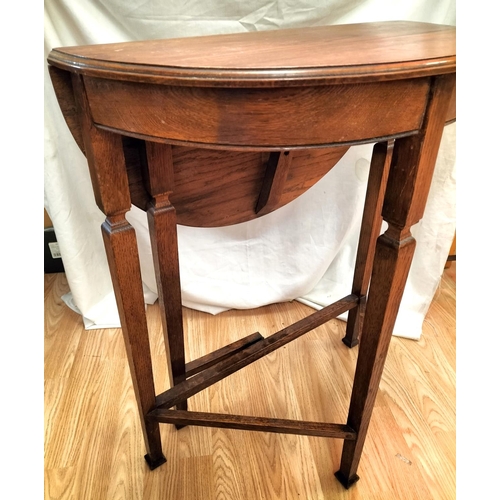 226 - Edwardian oak Drop leaf table H75 D59 (D30cm closed) Collection ONLY