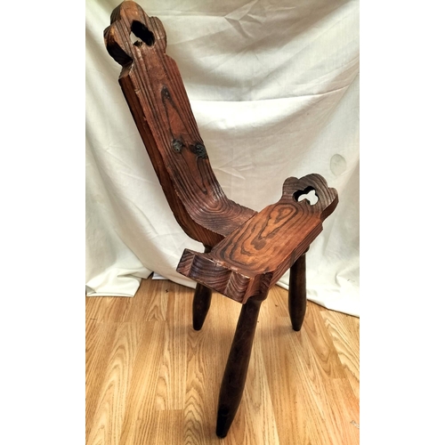 266 - Wooden Tri footed Birthing Chair H77 W44 D28cm Collection ONLY