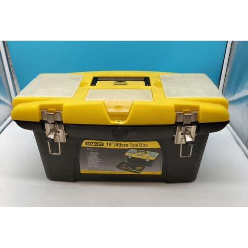 293 - Plastic toolbox containing various tools box size 49cm x 24 cm x 27cm deep. Collection ONLY