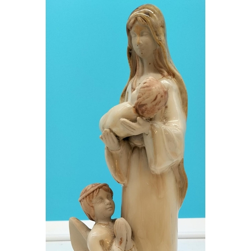 319 - Ceramic figure Of Woman Holding child with Angel preying at her feet H35cm