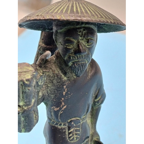 37 - Oriental Bronze figure with Character mark to base