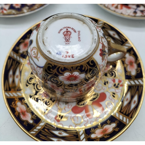 89 - Royal crown Derby Imari 2451 Pattern 6x coffee cups and saucers, various date marks