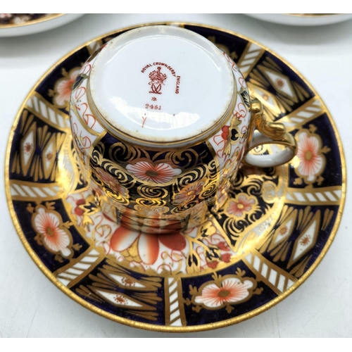 96 - Royal Crown derby Imari 2451 Pattern 6 x coffee cups and saucer, Date mark for 1898