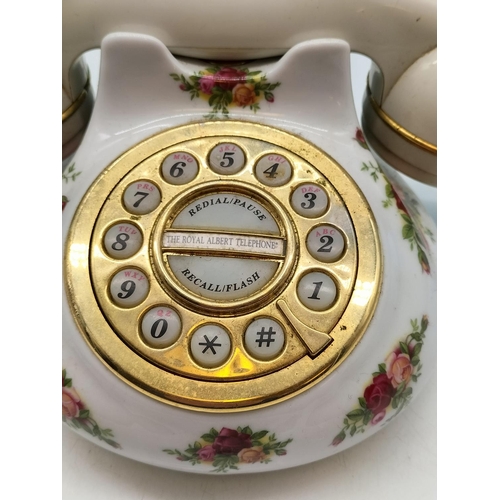 98 - Royal Albert Old Country Roses Vintage push button Telephone (Untested)