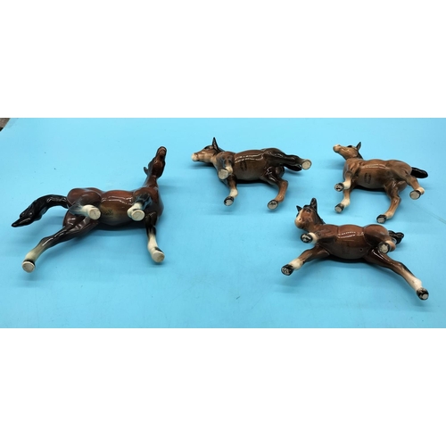 389 - Three Beswick Foals Plus One Goebel foal. Largest Being 12cm (h)